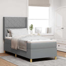 Box spring seng med hovedgærde Lysegrå 90 x 200 cm Stof