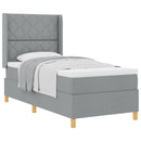 Box spring seng med hovedgærde Lysegrå 90 x 200 cm Stof