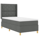 Box spring seng med hovedgærde Mørkegrå 90 x 200 cm Stof