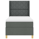 Box spring seng med hovedgærde Mørkegrå 90 x 200 cm Stof