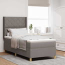 Box spring seng med hovedgærde Gråbrun 90 x 200 cm Stof