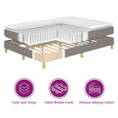 Box spring seng med hovedgærde Gråbrun 90 x 200 cm Stof