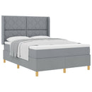 Box spring seng med hovedgærde Lysegrå 140 x 190 cm Stof