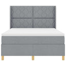 Box spring seng med hovedgærde Lysegrå 140 x 190 cm Stof