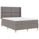 Box spring seng med hovedgærde Gråbrun 140 x 190 cm Stof
