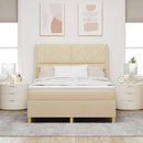 Box spring seng med hovedgærde Creme 140 x 200 cm Stof