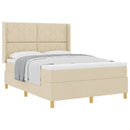Box spring seng med hovedgærde Creme 140 x 200 cm Stof