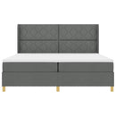 Box spring seng med hovedgærde Mørkegrå 200 x 200 cm Stof