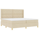 Box spring seng med hovedgærde Creme 200 x 200 cm Stof