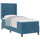 Box spring seng med madras med hovedgærde Blå 80 x 200 cm Fløjl