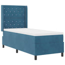 Box spring seng med madras med hovedgærde Blå 80 x 200 cm Fløjl