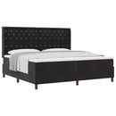 Box spring seng med madras Sort 200 x 200 cm Fløjl