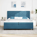Box spring seng med madras Blå 200 x 200 cm Fløjl