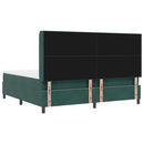 Box spring seng med hovedgærde Mørkegrøn 200 x 200 cm Fløjl