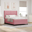 Box spring seng med hovedgærde Lyserød 140 x 200 cm Fløjl