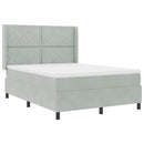 Box spring seng med hovedgærde Lysegrå 160 x 200 cm Fløjl