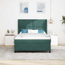 Box spring seng med hovedgærde Mørkegrøn 160 x 200 cm Fløjl
