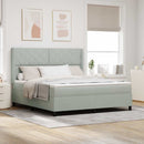 Box spring seng med hovedgærde Lysegrå 180 x 200 cm Fløjl