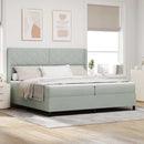 Box spring seng med hovedgærde Lysegrå 200 x 200 cm Fløjl