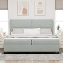 Box spring seng med hovedgærde Lysegrå 200 x 200 cm Fløjl
