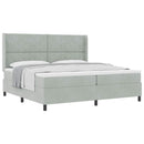 Box spring seng med hovedgærde Lysegrå 200 x 200 cm Fløjl