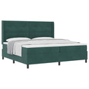 Box spring seng med hovedgærde Mørkegrøn 200 x 200 cm Fløjl