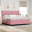 Box spring seng med hovedgærde Lyserød 200 x 200 cm Fløjl