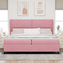 Box spring seng med hovedgærde Lyserød 200 x 200 cm Fløjl