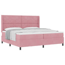 Box spring seng med hovedgærde Lyserød 200 x 200 cm Fløjl