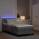 Box spring seng med LED-lysstrimler Lysegrå 80 x 200 cm Stof