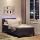 Box spring seng med madras med LED Mørk Brun 80 x 200 cm Stof