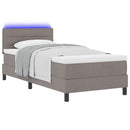 Box spring seng med madras med LED Gråbrun 80 x 200 cm Stof