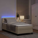 Box spring seng med madras med LED Creme 80 x 200 cm Stof