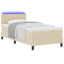 Box spring seng med madras med LED Creme 80 x 200 cm Stof