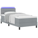 Box spring seng med madras med LED Lysegrå 90 x 200 cm Stof