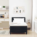 Box spring seng med madras med LED Sort 90 x 200 cm Stof