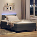 Box spring seng med LED-lysstrimler Mørkegrå 120 x 200 cm Stof