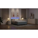 Box spring seng med madras med LED Lysegrå 140 x 190 cm Stof