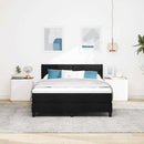 Box spring seng med madras med LED Sort 140 x 190 cm Stof