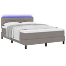 Box spring seng med madras med LED Gråbrun 140 x 190 cm Stof