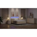 Box spring seng med madras med LED Creme 140 x 190 cm Stof
