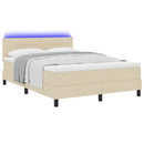 Box spring seng med madras med LED Creme 140 x 190 cm Stof