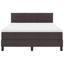 Box spring seng med LED-lysstrimler Mørk Brun 140 x 200 cm Stof