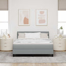 Box spring seng med madras med LED Lysegrå 160 x 200 cm Stof