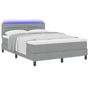 Box spring seng med madras med LED Lysegrå 160 x 200 cm Stof
