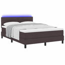 Box spring seng med LED-lysstrimler Mørk Brun 160 x 200 cm Stof