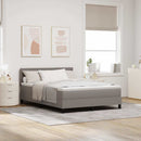 Box spring seng med LED-lysstrimler Gråbrun 160 x 200 cm Stof