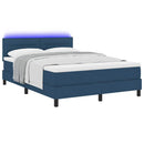 Box spring seng med LED-lysstrimler Blå 160 x 200 cm Stof