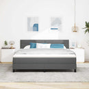 Box spring seng med LED-lysstrimler Mørkegrå 180 x 200 cm Stof
