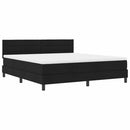 Box spring seng med madras med LED Sort 180 x 200 cm Stof